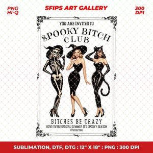 Spooky Bitch Png, Halloween Png, Coquette Halloween, Spooky Season Png, Social Club Png, Goth Png, Aesthetic Png, Witchy Png, Sublimation