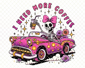 Skeleton Iced Coffee PNG: Trendy Sublimation Design (Digital Download)