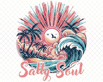 Summer Salty Soul PNG: Beach Vibes Sublimation Design (Digital Download)