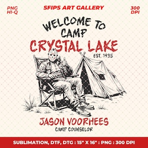 Camp Crystal Lake PNG: Jason Voorhees Halloween Design (Digital Download) image 1