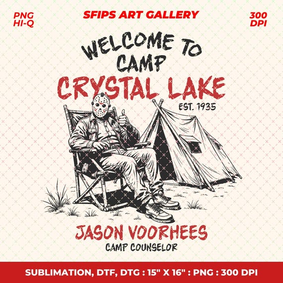 Camp Crystal Lake PNG: Jason Voorhees Halloween Design (Digital Download)