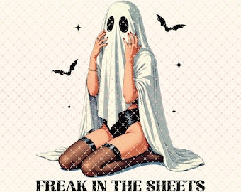 Funny Halloween Sheet Ghost PNG: Retro Sublimation Design (Digital Download)