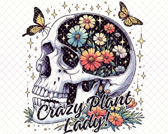 Floral Skull PNG: Boho Retro Sublimation Design (Digital Download)