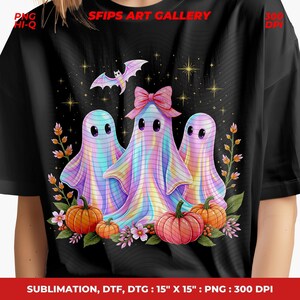 Schillernder Geist-Kürbis PNG, Kokettes Halloween-Design, Schillernder Geist-Kürbis Design, Halloween PNG, Süßer Geist Png, Girly Halloween Png