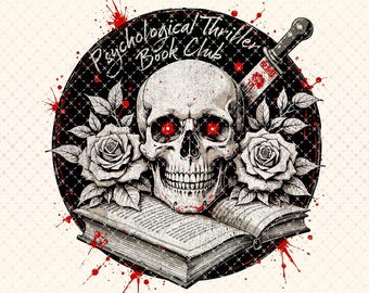 Psychological Thriller Book Club PNG: Retro Book Design (Digital Download)