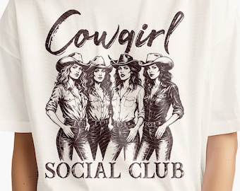 Cowgirl Social Club, png-bestand: western shirtontwerp, sublimatieprint (digitale download)