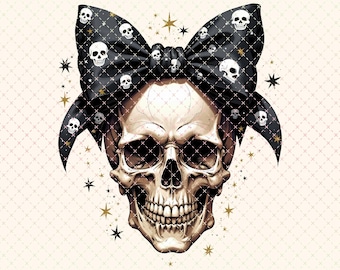 Halloween Skull Bow PNG: Coquette Skeleton Design Sublimation (Digital Download)