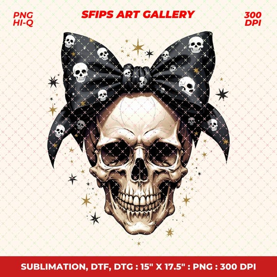 Halloween Skull Bow PNG: Coquette Skeleton Design Sublimation (Digital Download)