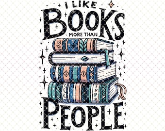 Book Lover PNG: Trendy Retro Bookish Art (Digital Download)