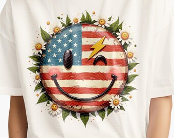 Floral USA PNG: Modny projekt na 4 lipca (pobranie cyfrowe)