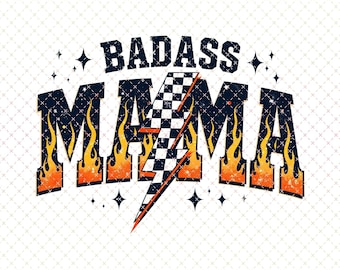Badass Mama PNG: Retro Checkered Design (Digital Download)