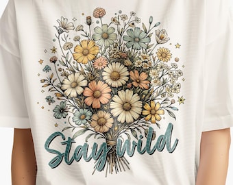 Stay Wild Cowgirl PNG: Boho Western Shirt Design (Digital Download)