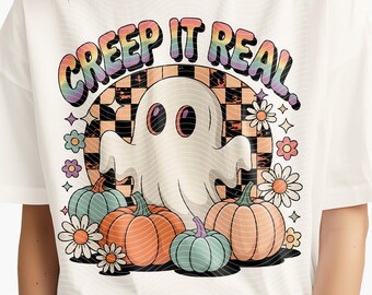 Retro Halloween Ghost PNG: Creep It Real Sublimation Design (Digital Download)