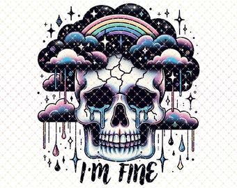 I'm Fine Skeleton PNG: Funny Sublimation Design (Digital Download)