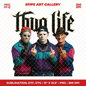 Thug Life Png, Gangster Killer PNG, Urban Trap Designs, 90s Hiphop Tshirt Designs, Horror Fan Art, Sublimation, Instant Digital Download