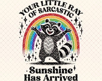 Sarcastic Raccoon Meme PNG: Retro Sunshine Sublimation Design (Digital Download)
