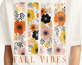 Boho Fall Floral PNG: Autumn Shirt Design (Digital Download)