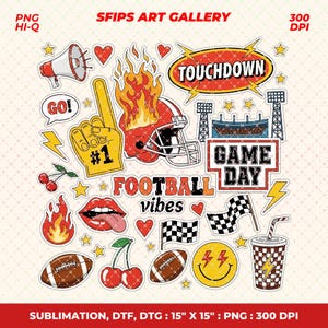 Vintage Football PNG, Football Png, Football Season Sublimation Design, Trendy Football Png, Game Day Png, Touchdown Png, Football Vibes