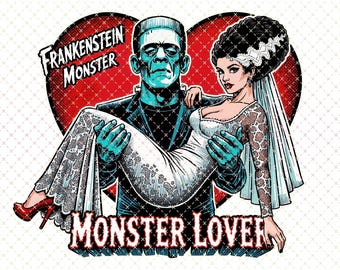 Vintage Monster Lover PNG, Retro Halloween Shirt (Digital Download)