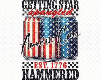 Star Spangled Hammered PNG: 4 juli USA-flaggans design (digital nedladdning)