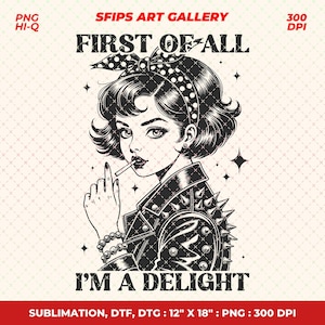 Retro Sassy Girl PNG - lustiges Vintage Design für Sublimation (Digitaler Download) Bild 1