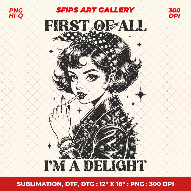 Retro Sassy Girl PNG - lustiges Vintage Design für Sublimation (Digitaler Download) Bild 1