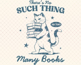 Bookish Cat PNG: Trendy Book Lover PNG (Digital Download)