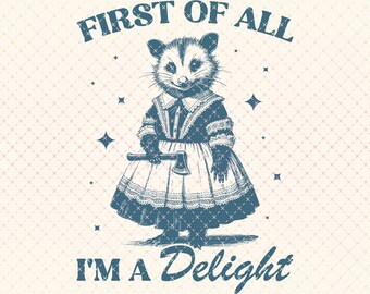 Funny Opossum Delight Design: Retro Trendy PNG (Digital Download)