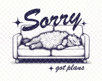 Funny Cat PNG File: Vintage Graphic Design for Sublimation (Digital Download)
