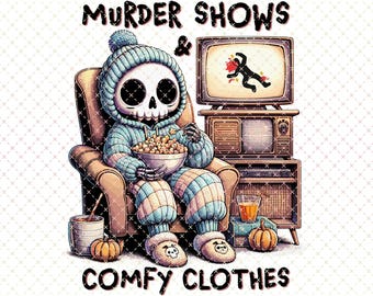 True Crime Junkie Skeleton PNG: Sublimation Design for T-Shirts (Digital Download)