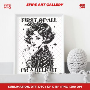 Retro Sassy Girl PNG - lustiges Vintage Design für Sublimation (Digitaler Download) Bild 5