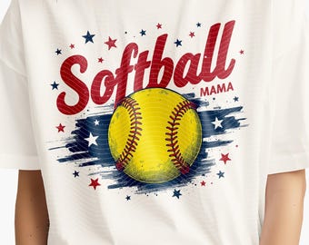 Softball Mama Retro PNG: Vintage Design for Sublimation (Digital Download)