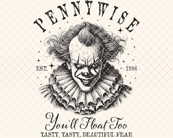 Payaso retro de Halloween PNG: Diseño de sublimación de película de terror (Descarga digital)