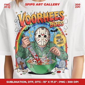 Vorhees Bites Png, Funny Halloween Png, Horror Character Png, Retro Horror Png, Horror png design, Retro Halloween png, Halloween Movie Png
