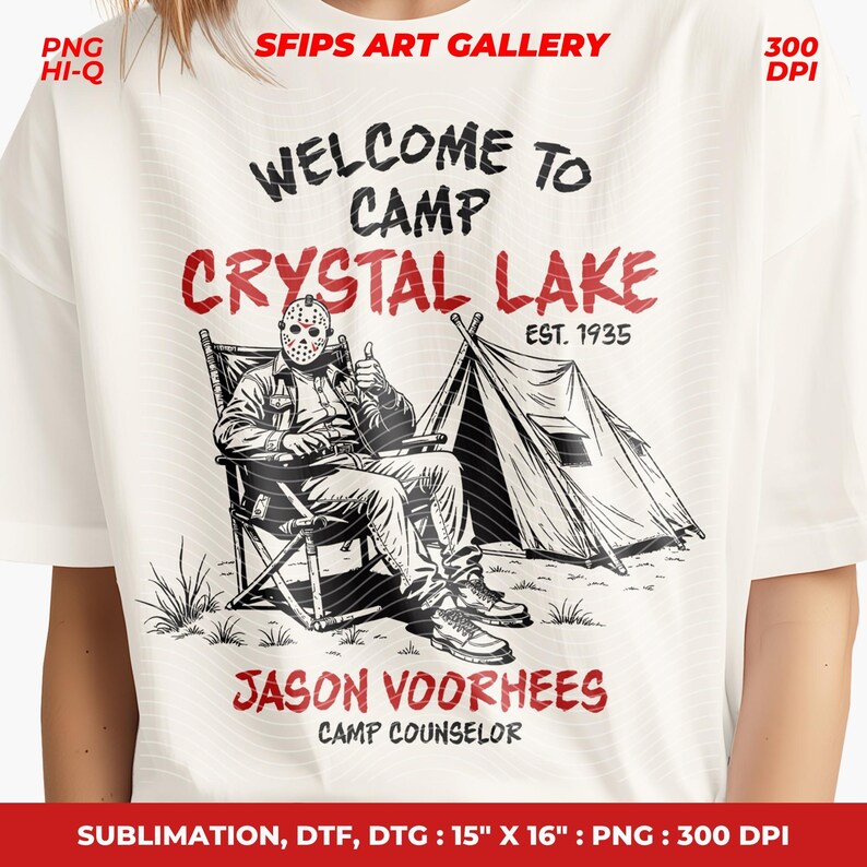 Camp Crystal Lake PNG: Jason Voorhees Halloween Design (Digital Download) image 6