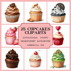 25 cupcakes-clipart | Transparante achtergrond | Cupcake-clipart | Direct downloaden | png