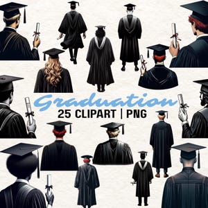 25 Clipart Garçon Diplôme | Diplômé masculin PNG | Illustrations de diplômés masculins | Lot de cliparts pour l'obtention du diplôme | Téléchargement instantané
