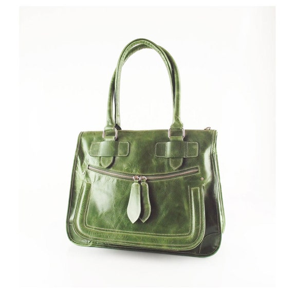 Items similar to Olive green leather handbag / shoulder bag / leather