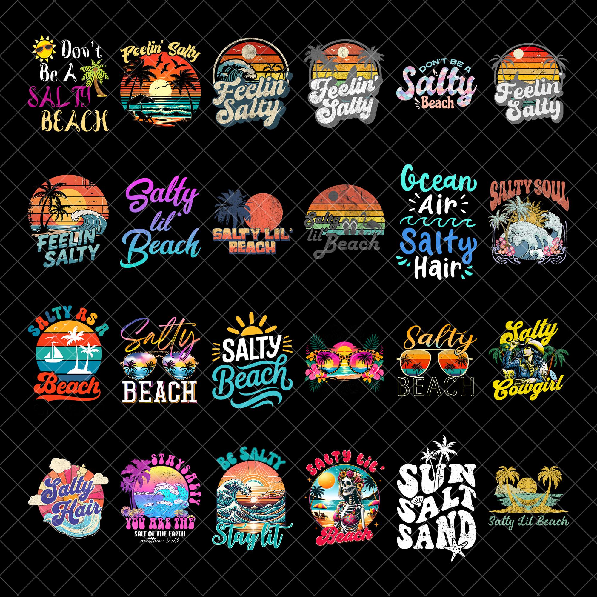 Salty Beach Png Bundle, Sublimation Design, Tropical Flowers Png, Colorful Summer Png, Trendy Png, T-Shirt Design, Digital Download Png