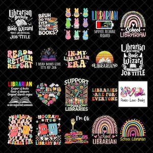 Librarian Png Bundle, School Librarian Quotes PNG, Funny Library Sublimation Designs, Book Lover Png, Public Libraries Support Png