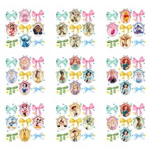 Watercolor Princess Coquette Bow Png, Bundle Princess Family Shirt, Movie Cartoon Coquette Bow Png, Family Vacation Png, Pink Princess Png