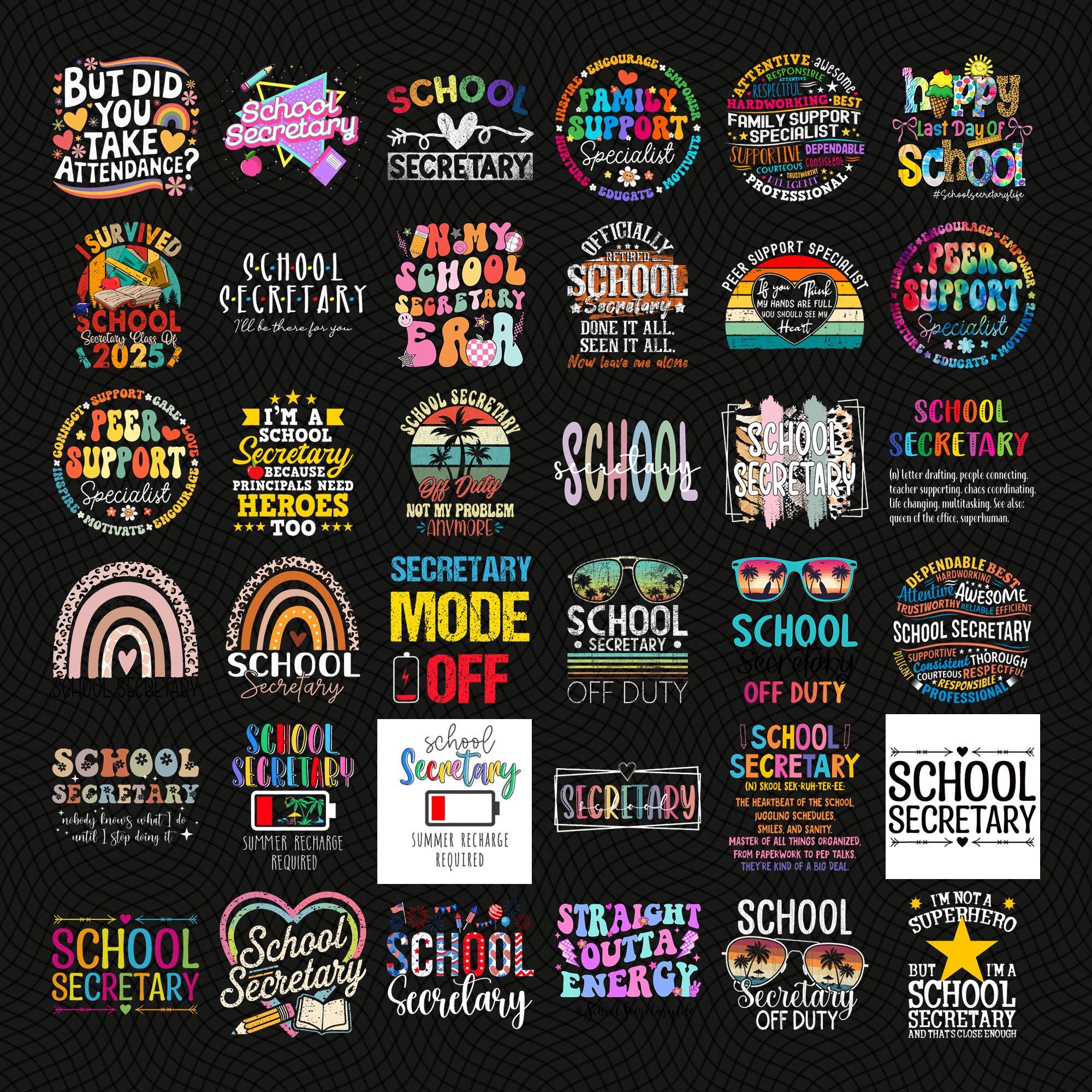 Schulsekretärin Png Bundle, Office Squad Png, Bürodame, Zurück zur Schule, Squad, Erster Schultag, Crew, Sublimation Design Downloads
