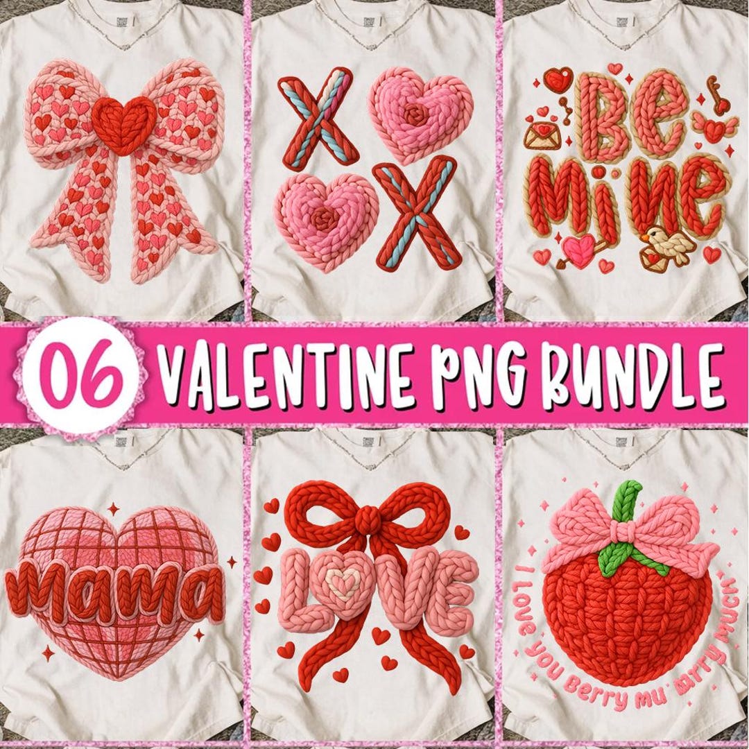 Crochet Valentines Day PNG Bundle, Valentines Bundle Png, XOXO ...