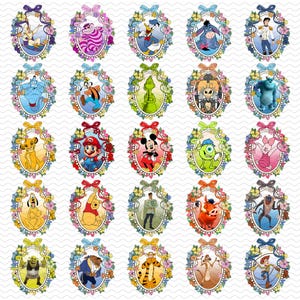 Vintage Coquette Magical Bow Cartoon Png, Cartoon Png Bundle, Cartoon Characters Squad Vibes, Magical Mirror Bow Png, Magical Kingdom Png