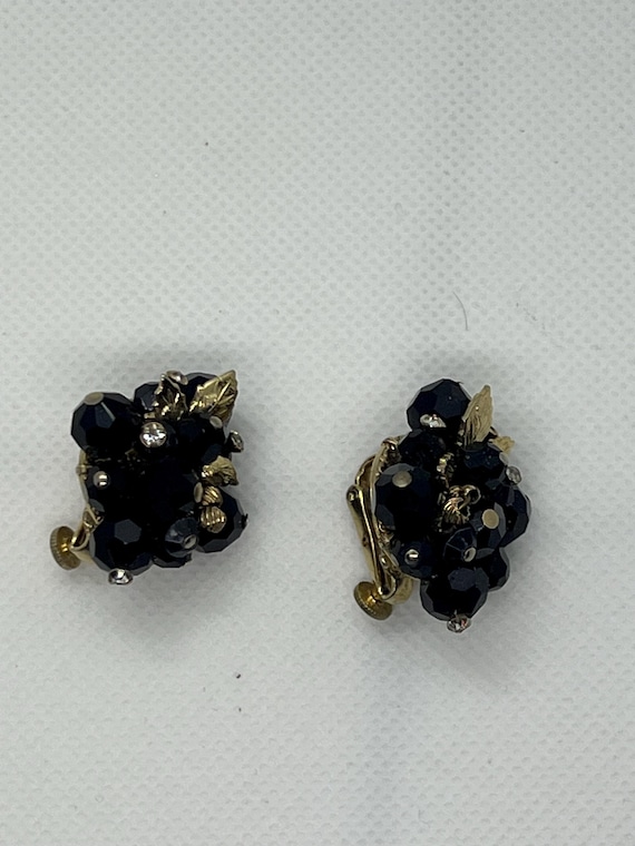 Boucles D’oreilles Vintage VENDÔME – Or Et Noir, Modèle Clips/vis, Bijou Rétro