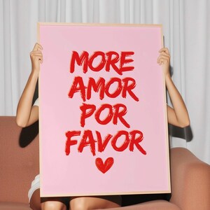 More Amor Por Favor Trendy printable Wall Art | Motivational Quote  |  Poster | Y2K Retro | Digital Download | Bar Cart Wall Art