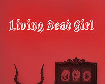 Letrero de neón de Living Dead Girl, letrero de neón gótico, decoración de pared gótica, regalos para chicas góticas, decoración de dormitorio gótico, regalo de cumpleaños gótico, decoración gótica del hogar