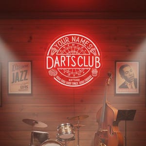 Personalized Darts Club Neon Sign: Custom Man Cave Bar Decor