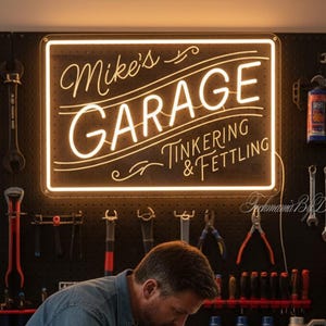 Custom Workshop Neon Sign,Personalized Garage wall decor,Light Up Man Cave Signs
