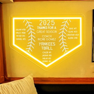 Personalized Baseball Coach Gift,Softball neon sign,Baseball Team Gift,Coach Appreciation Gift,Gift from Team,End of Season Coach Gift Idea